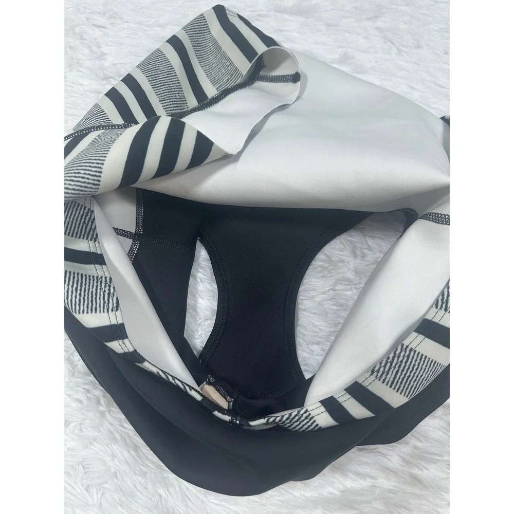 Seea Womens Medium Lido One Piece Swimsuit Black White Striped Surf Suit‎ USA
